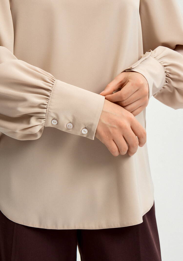 Блуза шелковая с пуговицами на вороте шир.  750, рис. 26