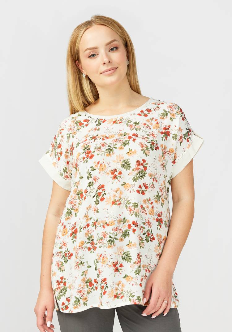 Блуза прямого силуэта с цветочным принтом шир.  750, рис. 16