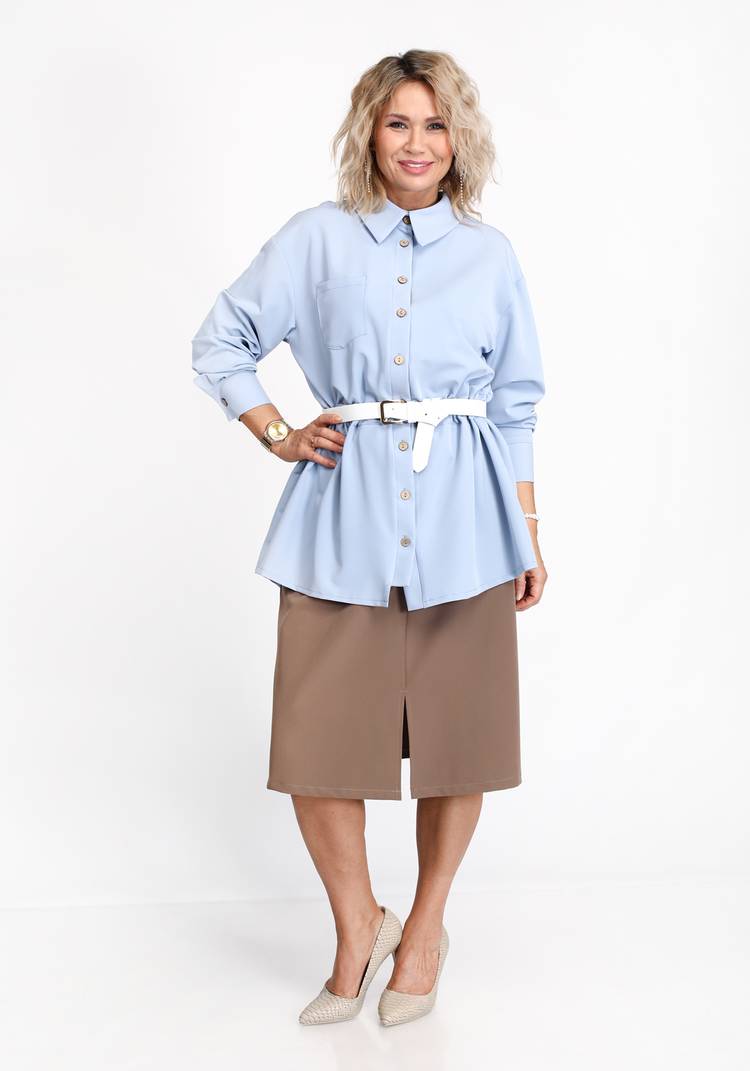 Блуза однотонная с кулиской на талии шир.  750, рис. 5