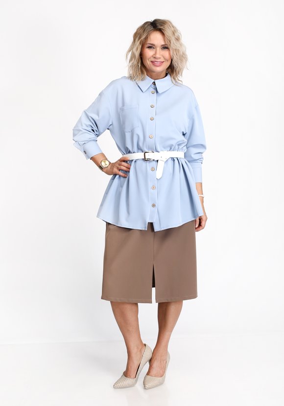 Блуза однотонная с кулиской на талии шир.  580, рис. 5