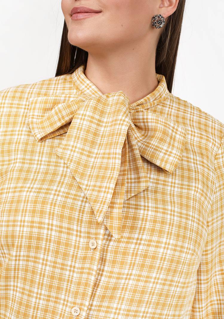 Блуза в клетку с бантом шир.  750, рис. 4