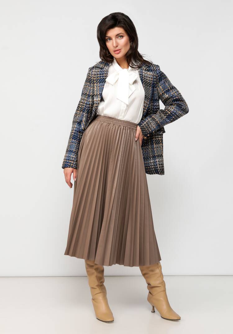 Юбка плиссированная из экокожи шир.  750, рис. 8