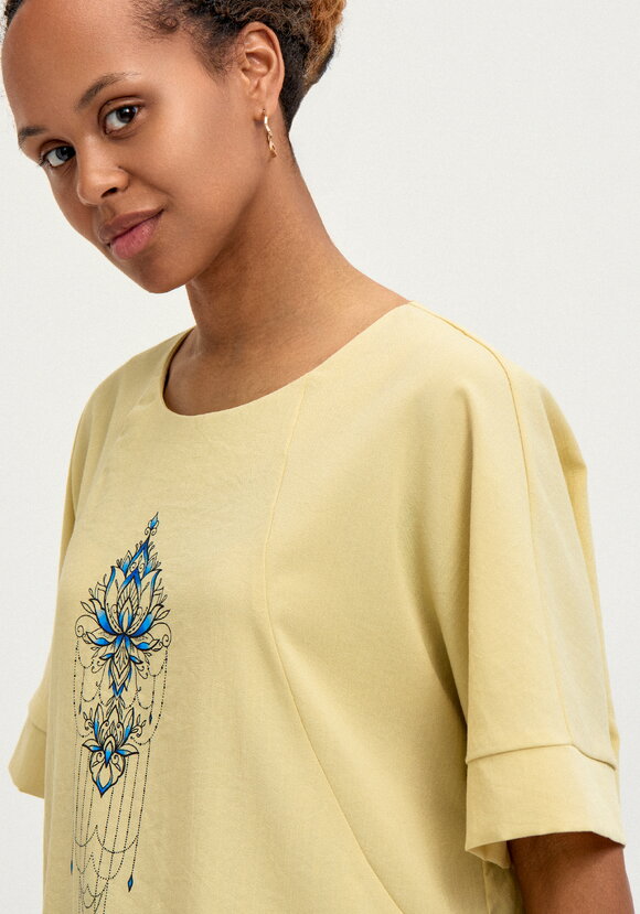 Блуза изо льна с интересным принтом шир.  580, рис. 5