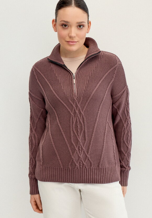 Свитер с фактурным рисунком на молнии шир.  580, рис. 19