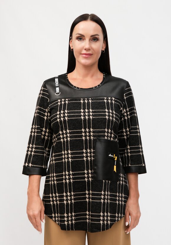 Блуза с кожаными вставками шир.  580, рис. 10