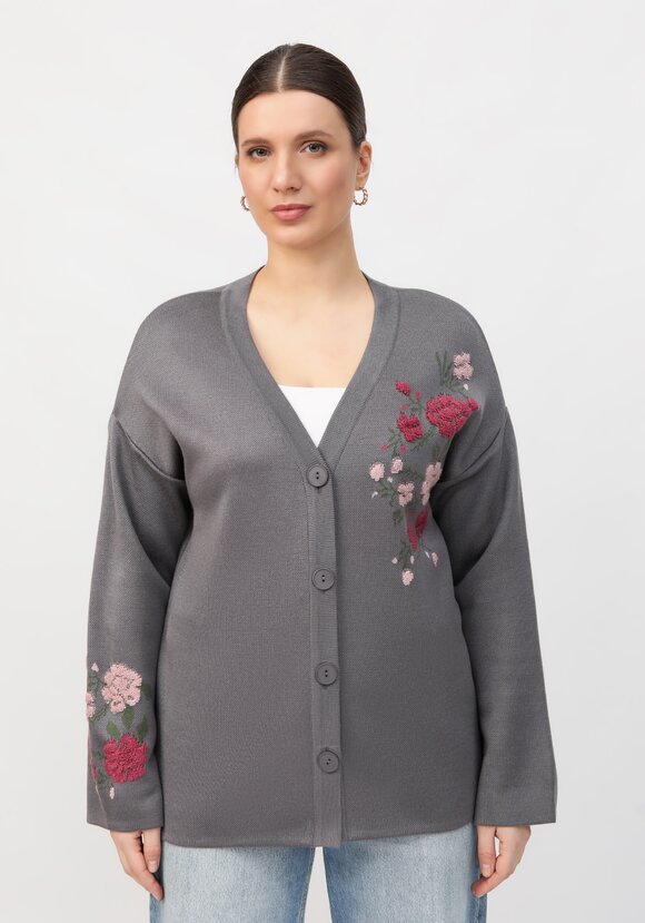 Кардиган с цветочным акцентом шир.  580, рис. 11