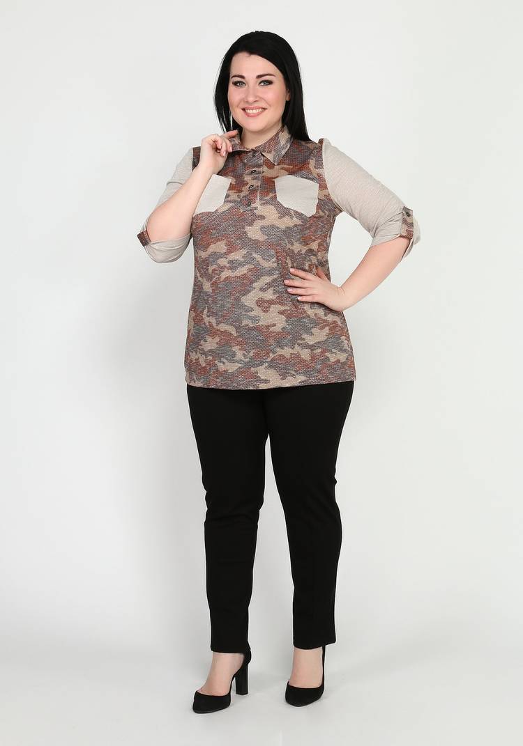 Блуза-рубашка с принтом милитари шир.  750, рис. 1
