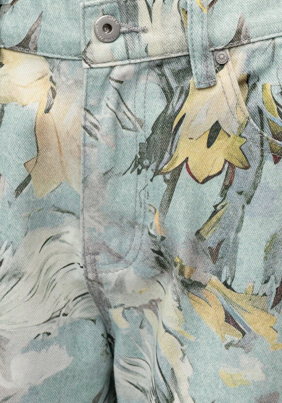 Джинсы прямого кроя с цветочными мотивами шир.  580, рис. 5