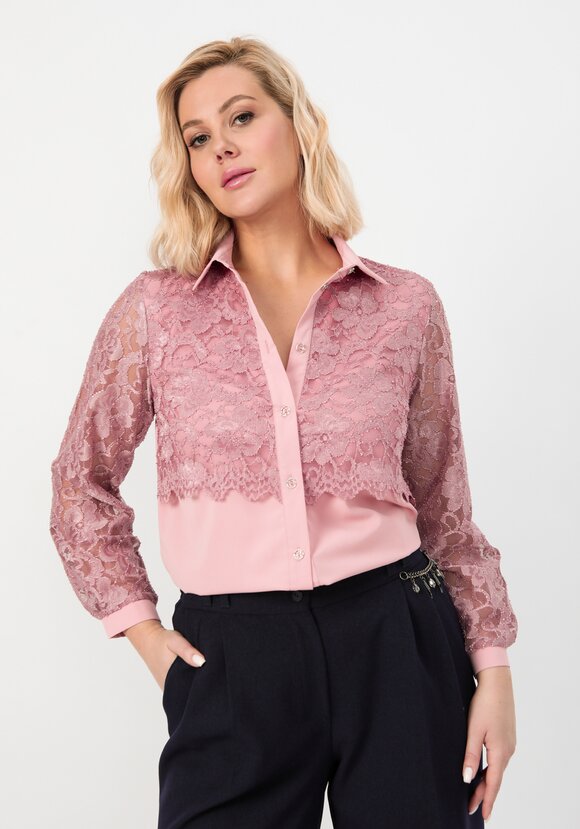 Блуза с ажурным кружевом на груди шир.  580, рис. 26