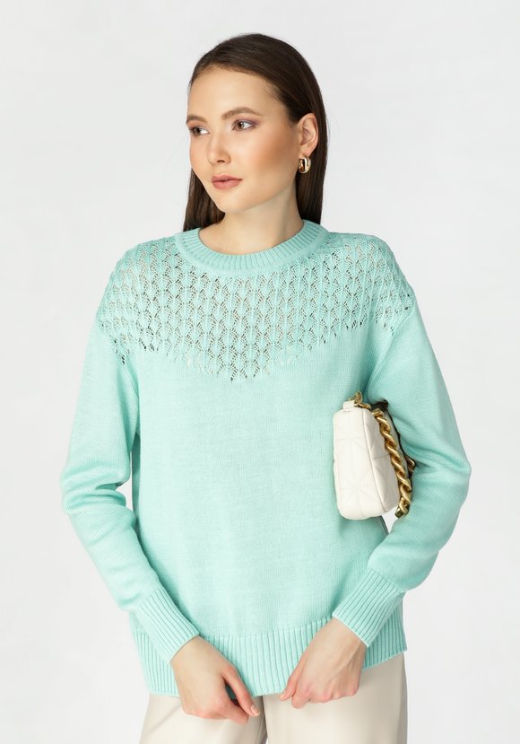 Джемпер женский с ажурной кокеткой шир.  580, рис. 1