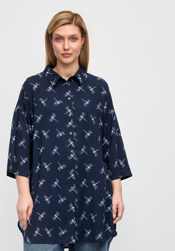 Рубашка удлиненная на пуговицах Лилия шир.  580, рис. 10