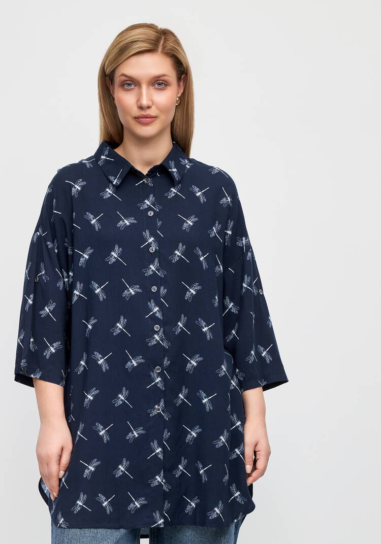 Рубашка удлиненная на пуговицах Лилия шир.  750, рис. 10