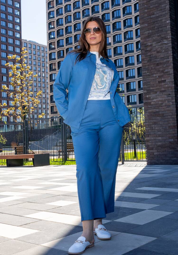 Брюки прямого кроя хлопковые шир.  750, рис. 8