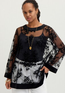 Блуза из сетки с бархатным принтом