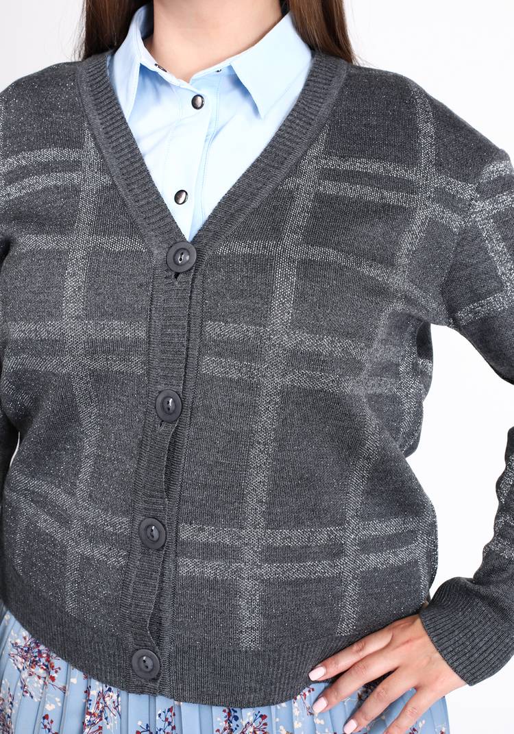 Кардиган в клетку с метанитью шир.  750, рис. 4