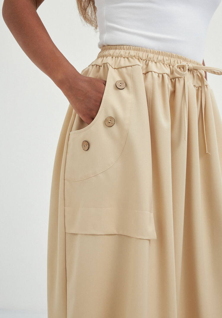 Юбка оригинального кроя с декором из пуговиц шир.  750, рис. 5