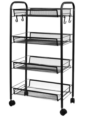 Этажерка четырехъярусная металлическая узкая