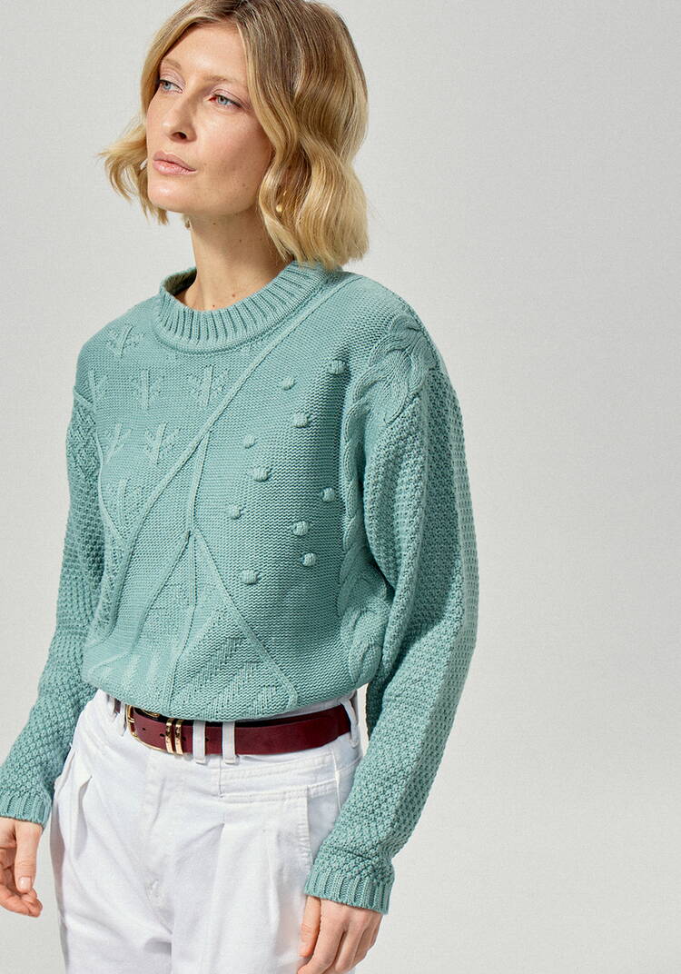 Джемпер с комбинированным фактурным рисунком шир.  750, рис. 9