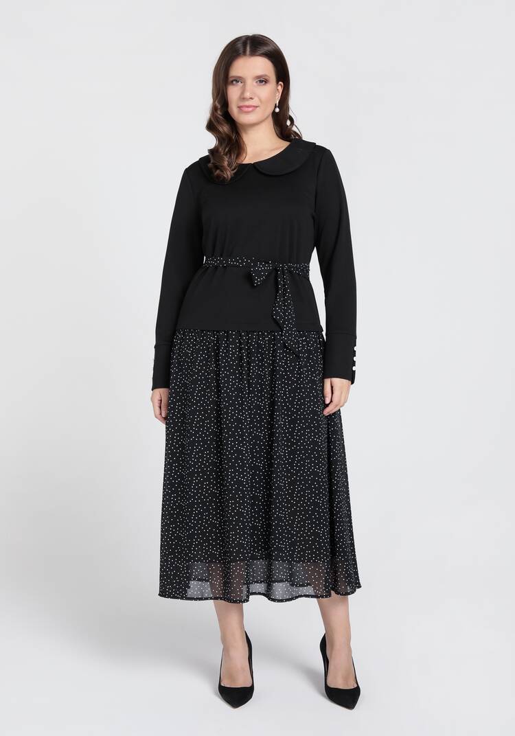 Платье с комбинированной тканью шир.  750, рис. 4