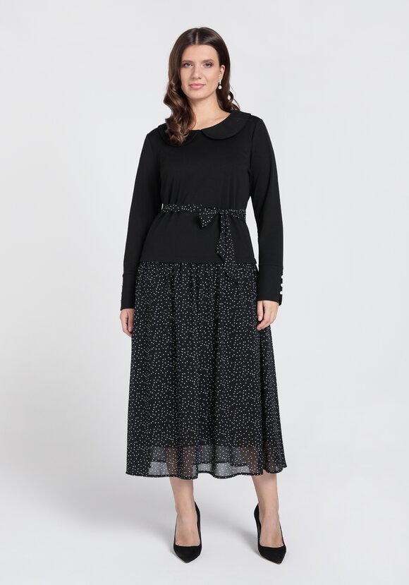 Платье с комбинированной тканью шир.  580, рис. 4