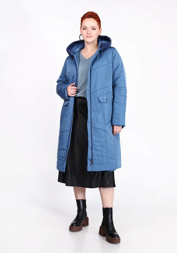 Пальто на синтепоне однотонное с капюшоном шир.  580, рис. 3