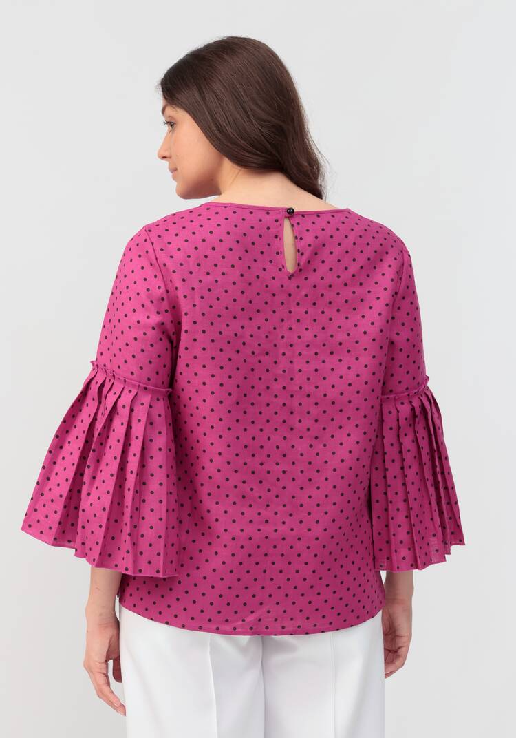 Блуза в горох с расклешенным рукавом Элен шир.  750, рис. 9