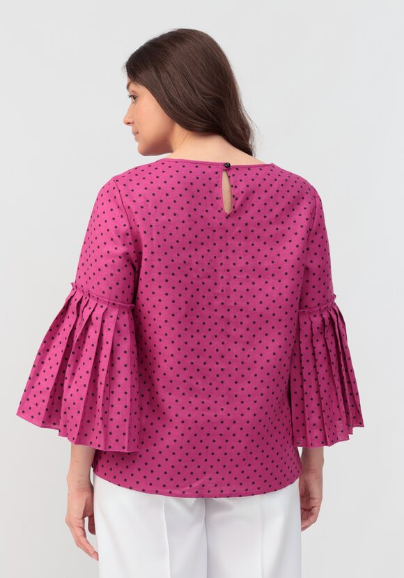 Блуза в горох с расклешенным рукавом Элен шир.  580, рис. 9