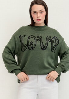 Джемпер с жаккардовой надписью