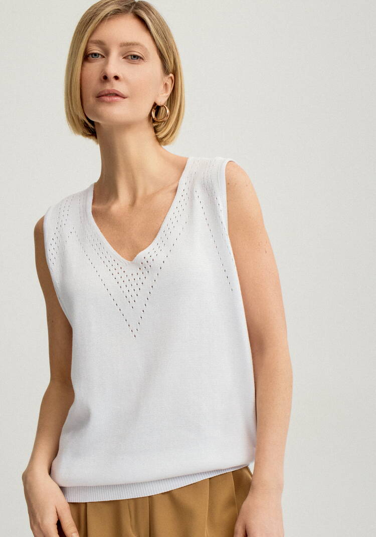 Топ женский без рукава с ажурным рисунком шир.  750, рис. 14