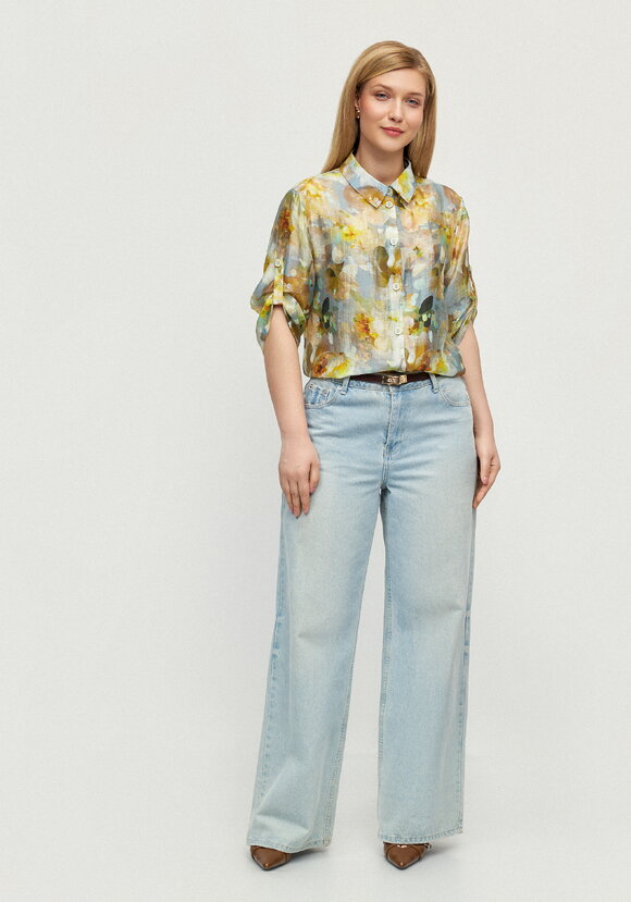 Блуза изо льна Цветочная соната шир.  580, рис. 15