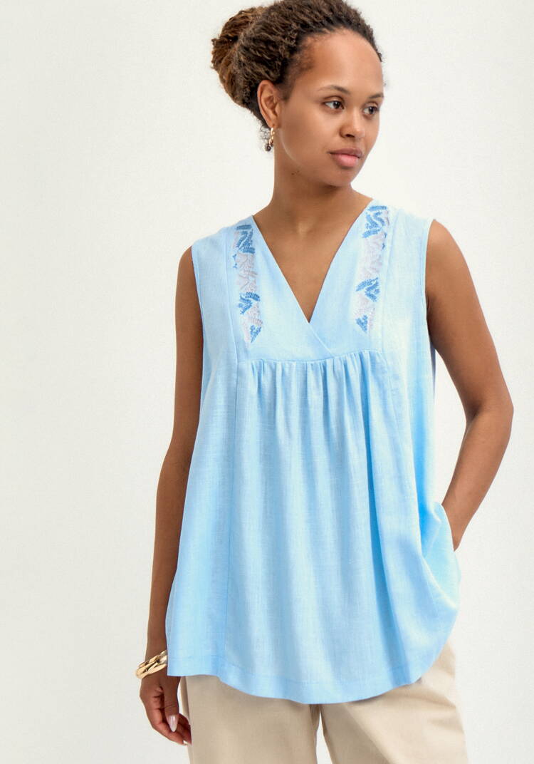 Блуза с вышивкой по переду и спинке шир.  750, рис. 9