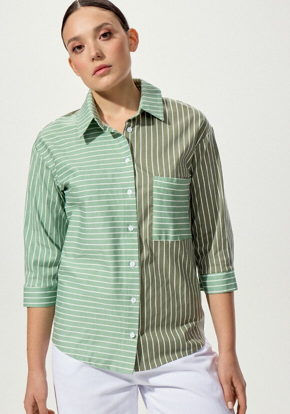 Рубашка в полоску колор-блок шир.  580, рис. 8