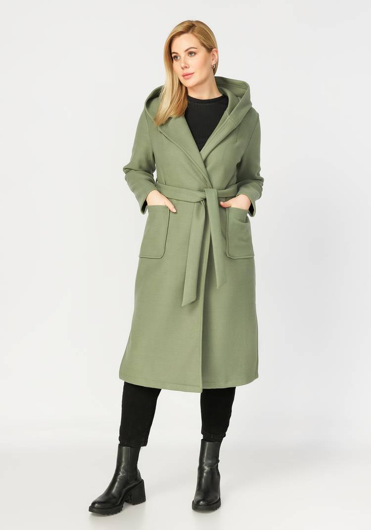 Пальто удлиненное с поясом и капюшоном шир.  750, рис. 16