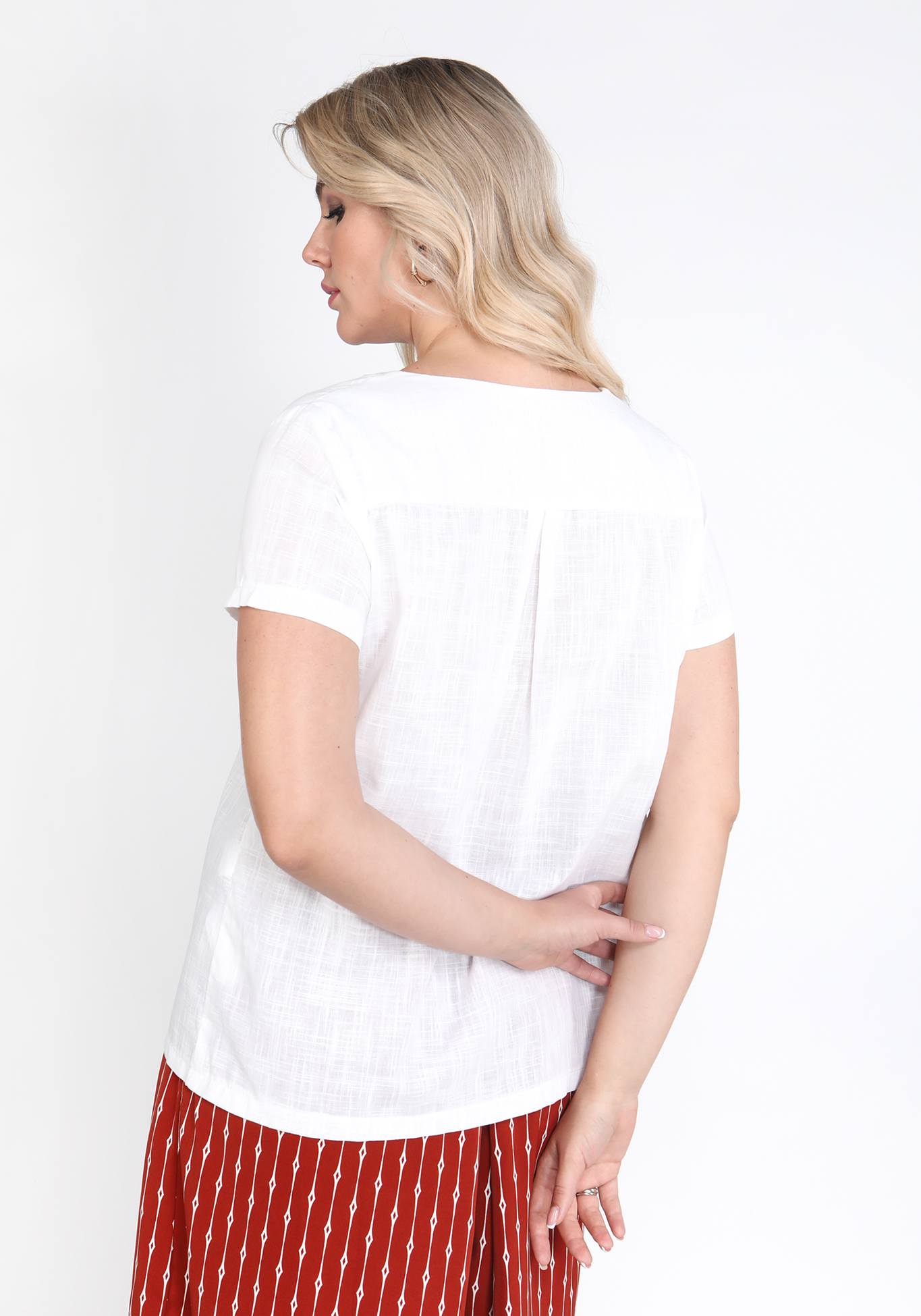 Блуза из хлопковой ткани Julia Weber, размер 48, цвет белый - фото 4