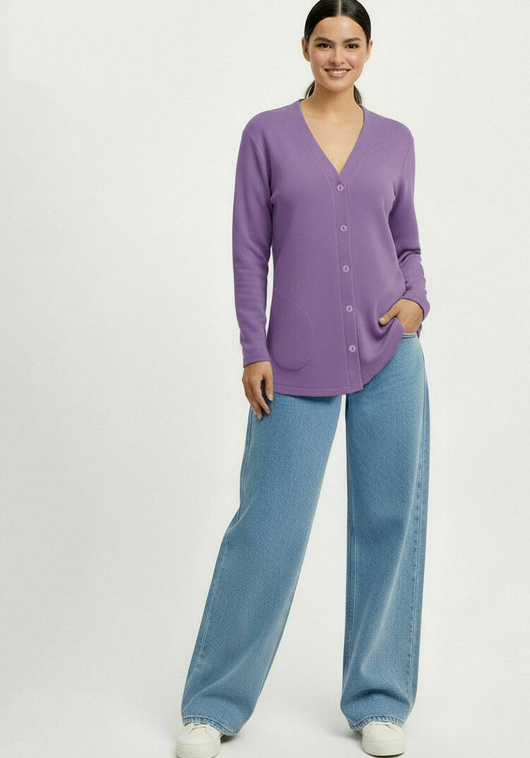 Кардиган на пуговицах утепленный шир.  750, рис. 24