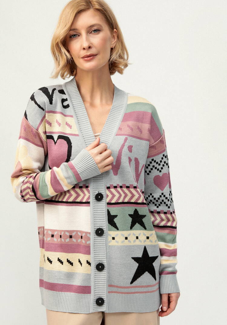Кардиган удлиненный с ярким рисунком шир.  750, рис. 15