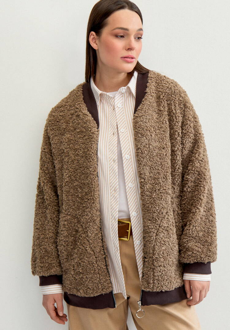 Бомбер на молнии в стиле тедди шир.  750, рис. 22