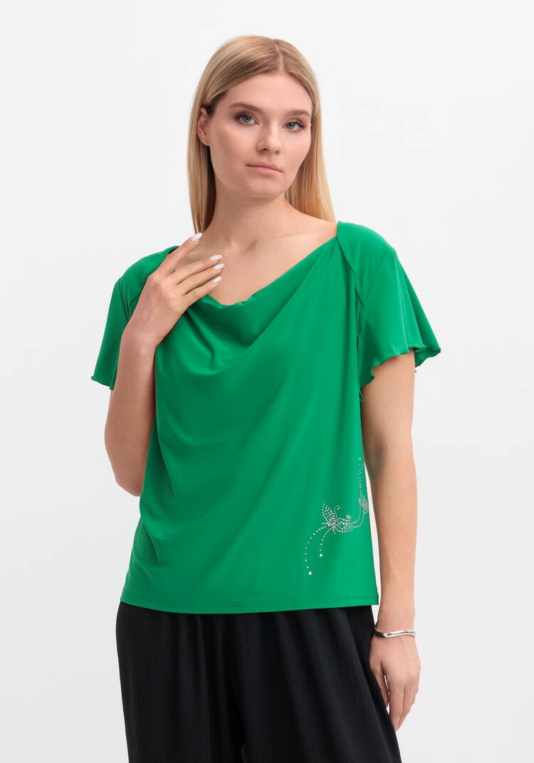 Блуза с оригинальным рукавом и стразами шир.  750, рис. 12