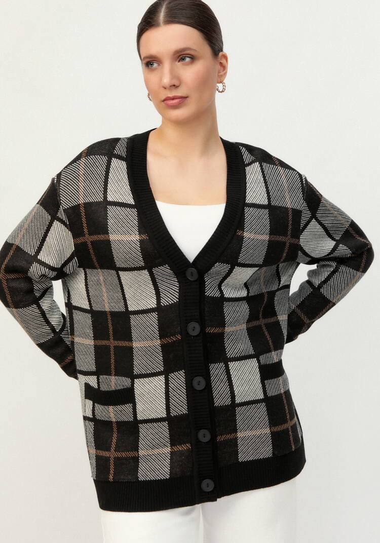 Кардиган с рисунком шахматная клетка шир.  750, рис. 8