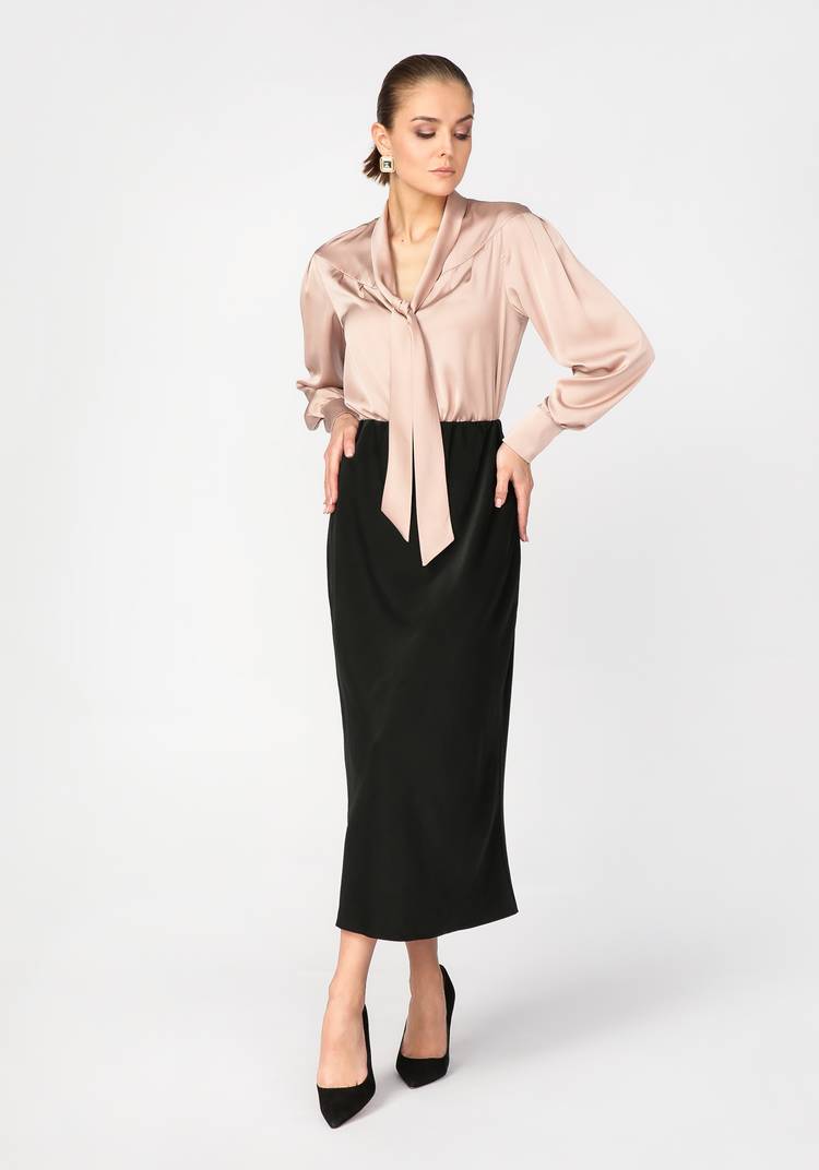 Блуза с декоративным бантом прямого силуэта шир.  750, рис. 3