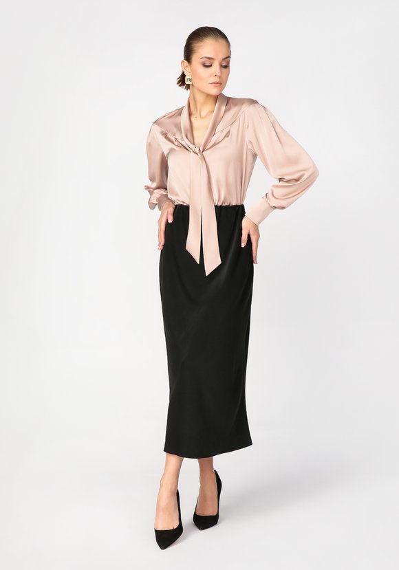 Блуза с декоративным бантом прямого силуэта шир.  580, рис. 3