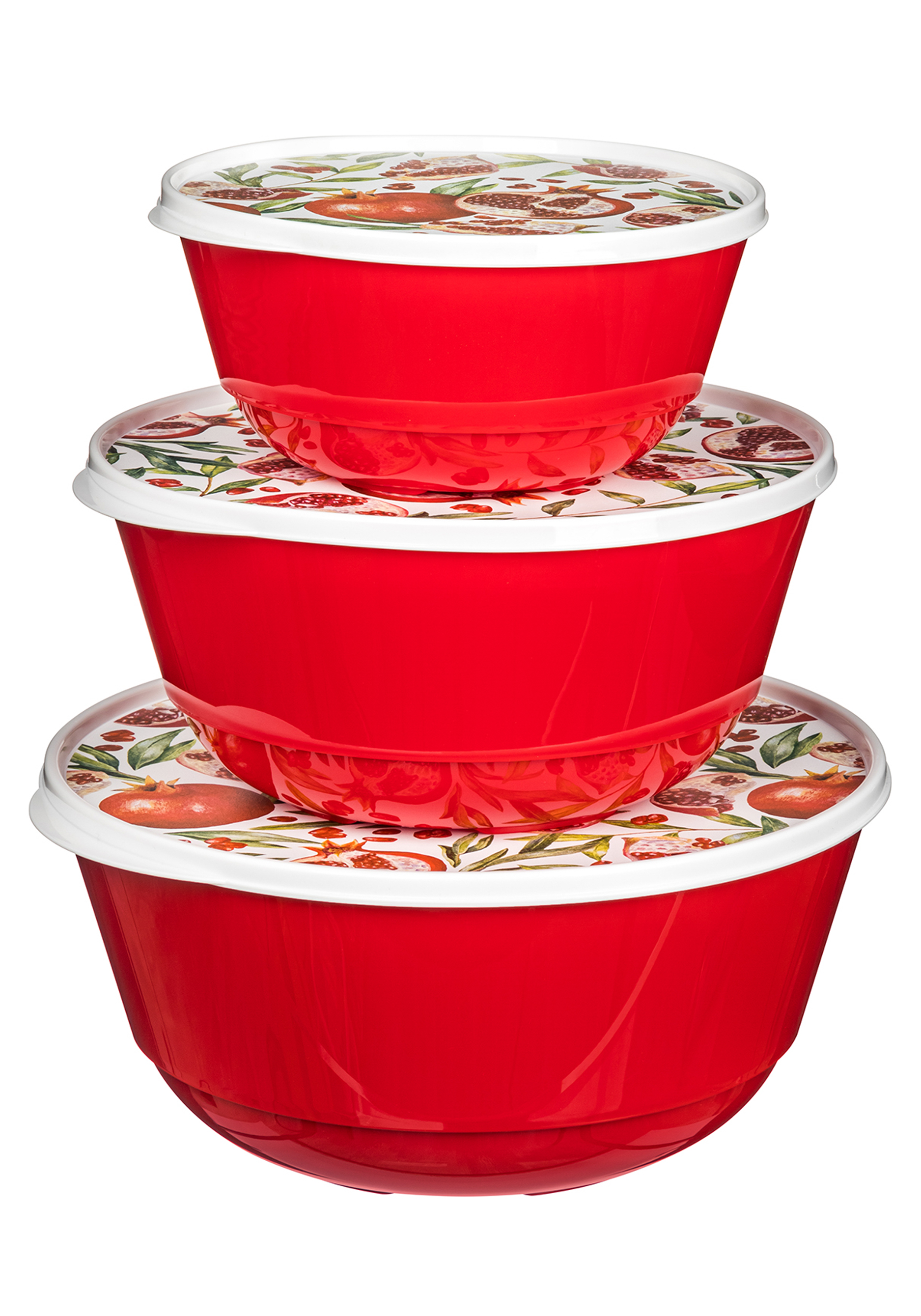 

Комплект мисок с крышками, 3 шт., Красный