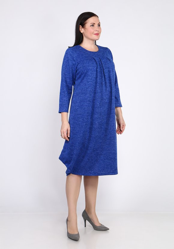 Платье-миди однотонное с длинным рукавом шир.  580, рис. 2