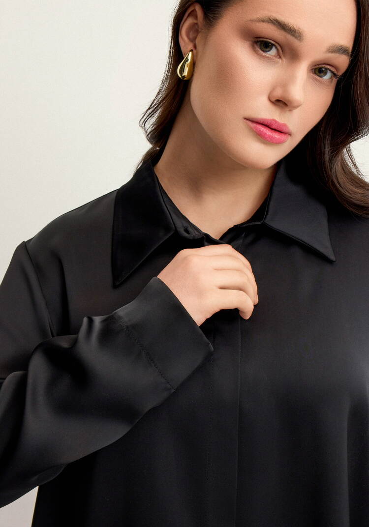 Блуза из шелка с супатной застежкой шир.  750, рис. 6