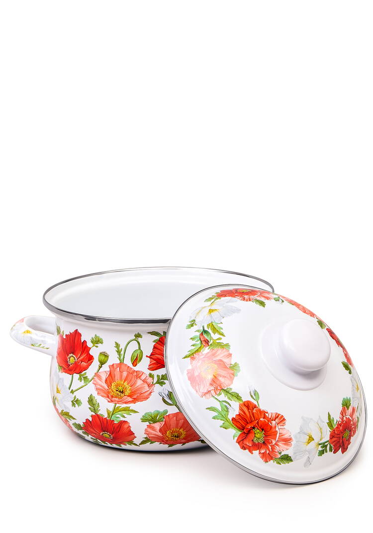 Кастрюля эмалированная с крышкой Маки шир.  750, рис. 6