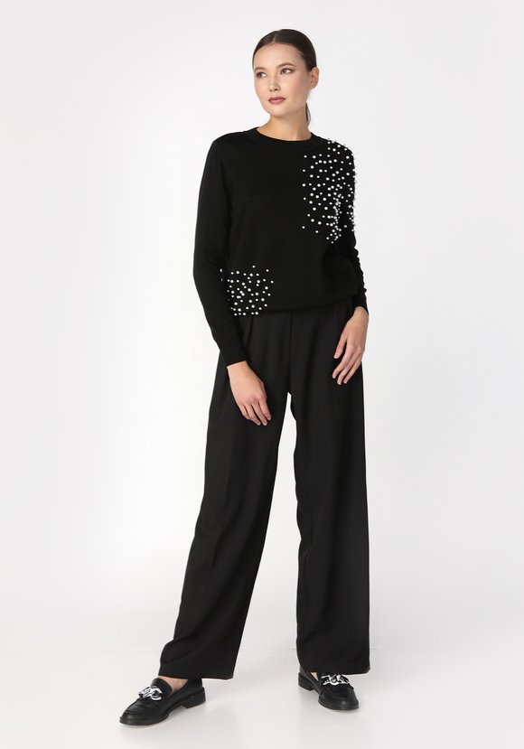 Джемпер с бусинами по плечу и низу изделия шир.  580, рис. 13