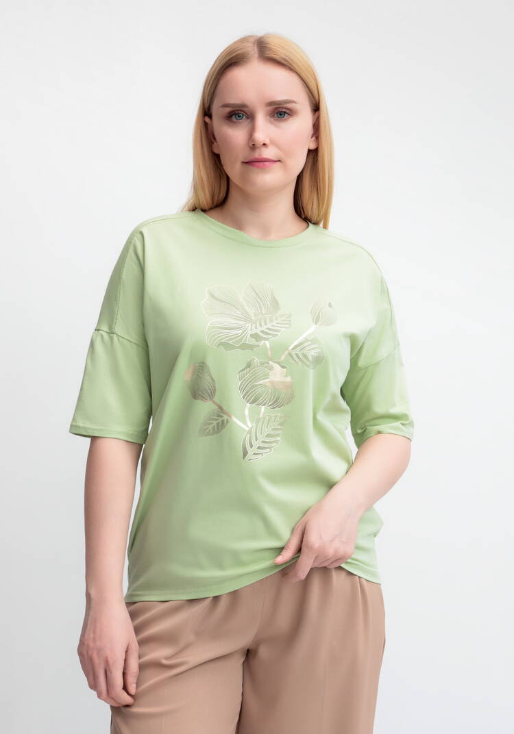 Футболка с принтом Золотой цветок шир.  750, рис. 11