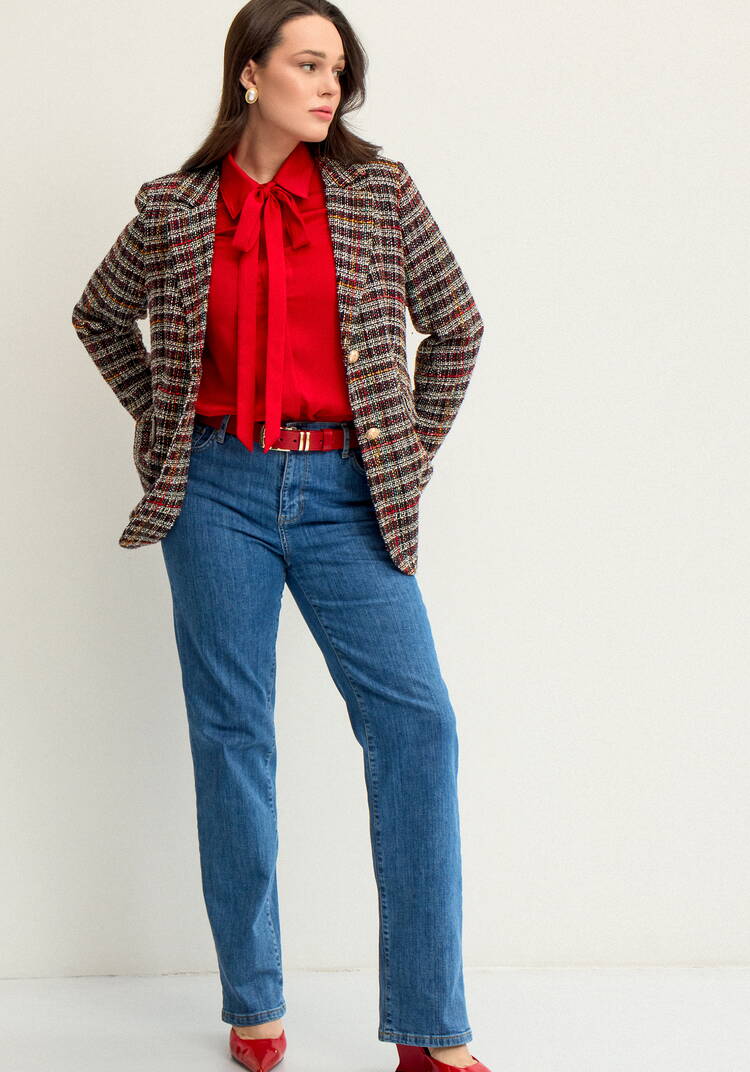 Пиджак из твида в клетку на подкладе шир.  750, рис. 34