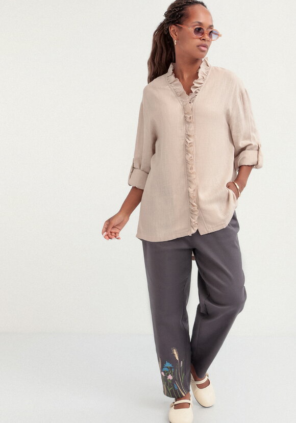 Брюки-бананы с вышивкой шир.  580, рис. 9