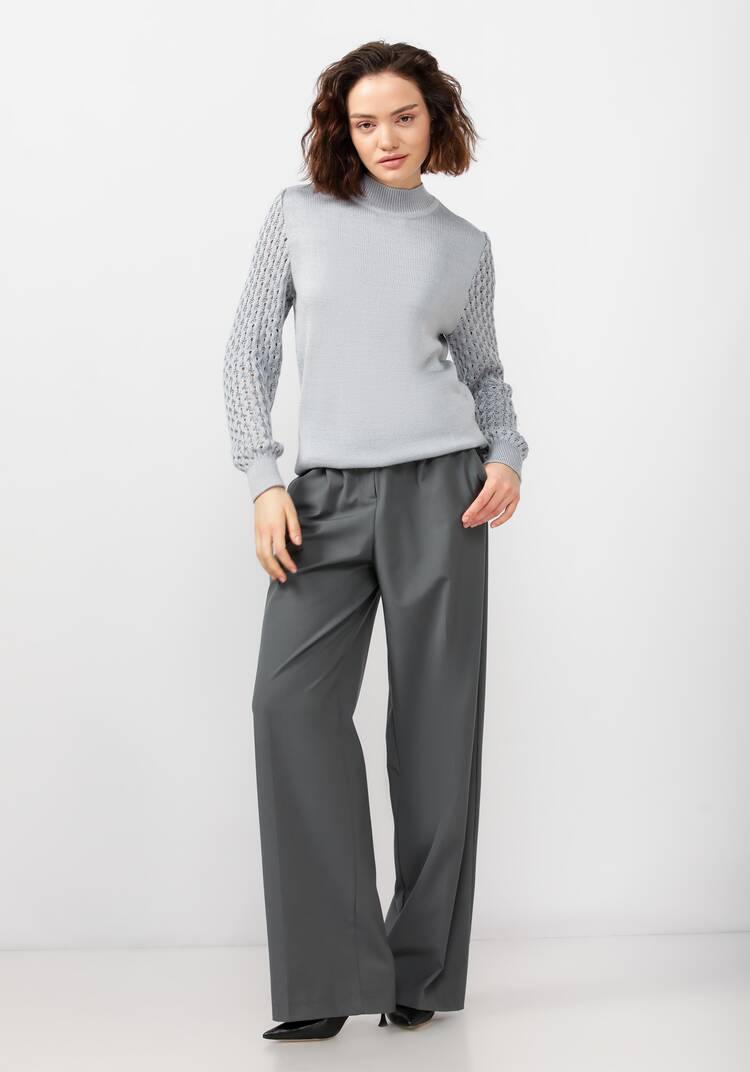 Джемпер с ажурными рукавами объемной вязки шир.  750, рис. 13